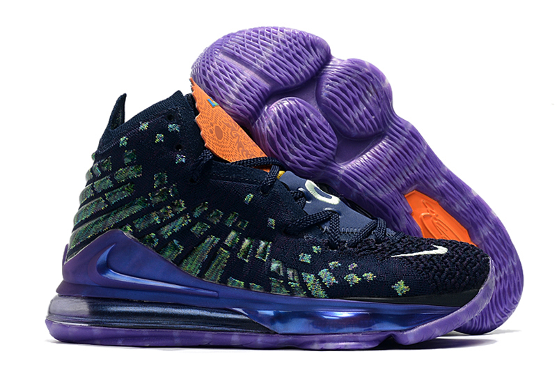 2020 Nike Lebron 17 Deep Blue Purple Orange Shoes
